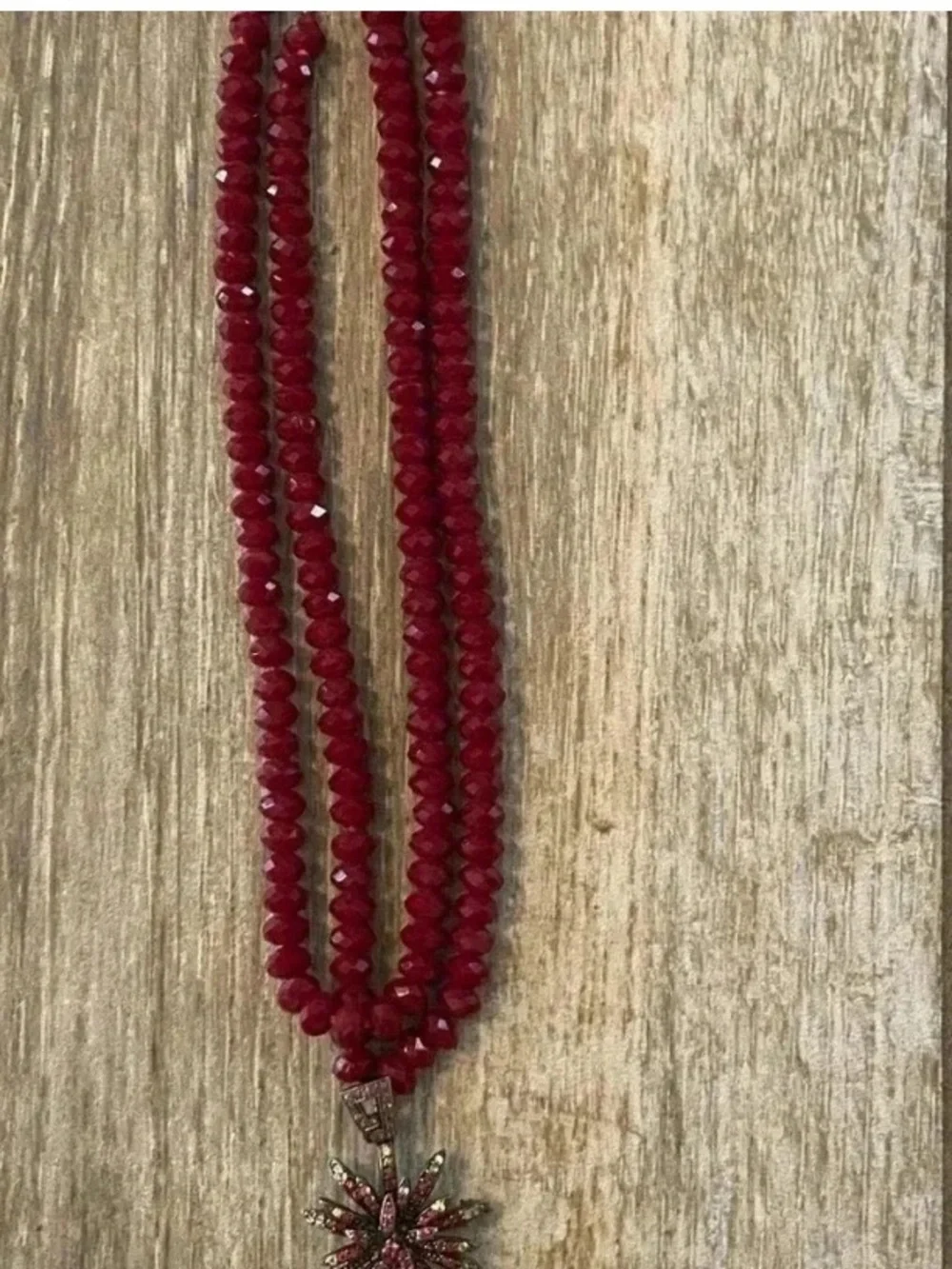 High End Short Beaded Double String Necklace With Removable Pendant Red